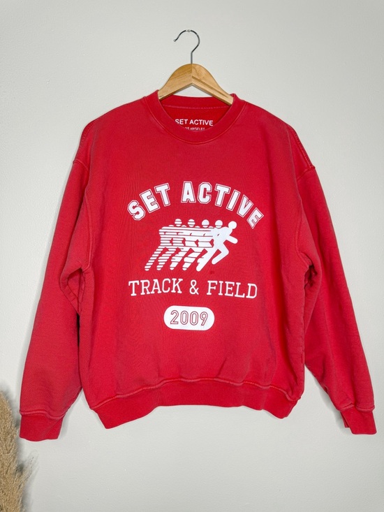 SET Active Tops - Set Active Crewneck Sweatshirt Track & Field, Red, medium